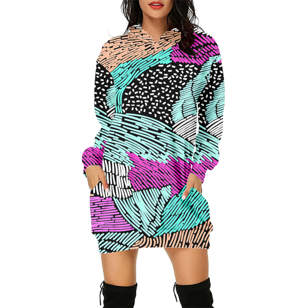 3d Sweater Dress Hooded Digital Printing