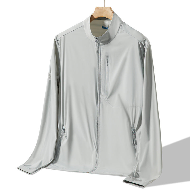 Summer Sun Protective Clothes Men's Stand Collar Outdoor UV-proof Breathable Raw Yarn Sports Jacket Ice Feeling