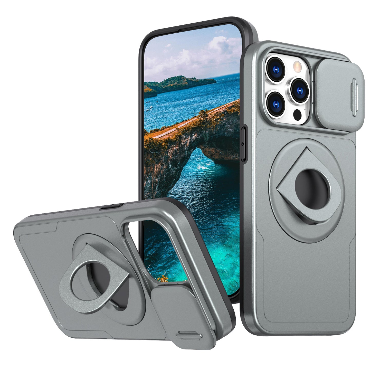Phone Case Sliding Window Magnetic Ring Rotating Bracket