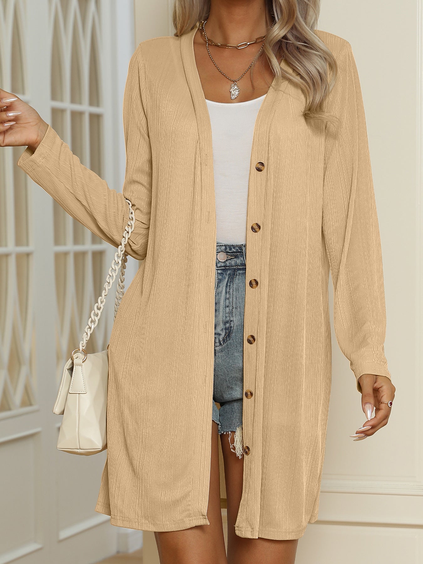Women's Fashion Casual Button Long Sleeve Cardigan