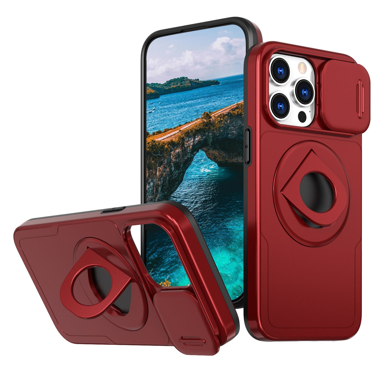 Phone Case Sliding Window Magnetic Ring Rotating Bracket