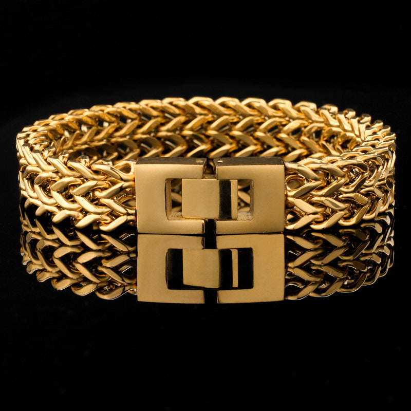 Stainless Steel Bracelet Retro Double Titanium Steel Cuban Link Chain