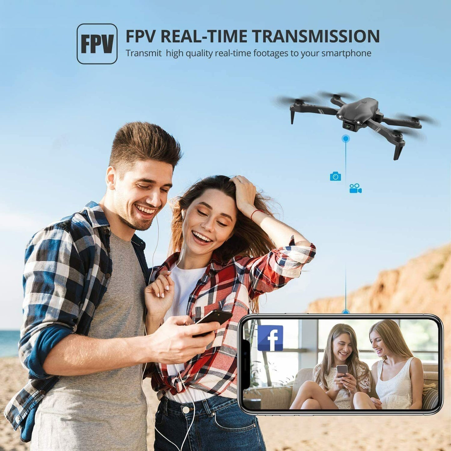 4DRC V13 RC Drone 6K HD Dual Camera WiFi FPV Foldable Quadcopter Camera Drone ,2 Battery.Logistics Is Randomly Sent By UPS,USPS,FEDEX