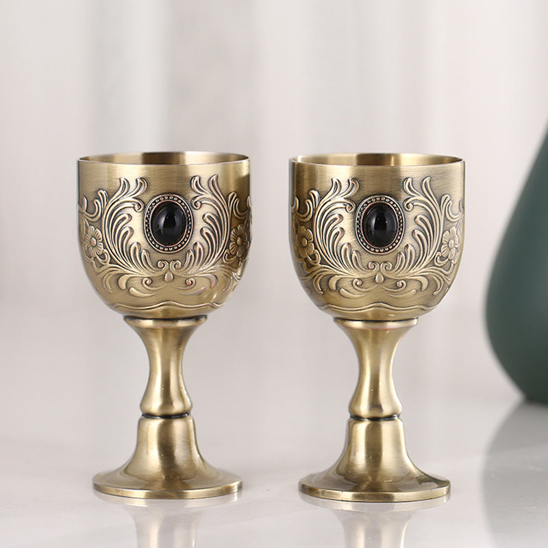 High-end Liquor Glass Creative Retro European Style Spirit Glass Wedding Personality Alloy Small Wine Glass