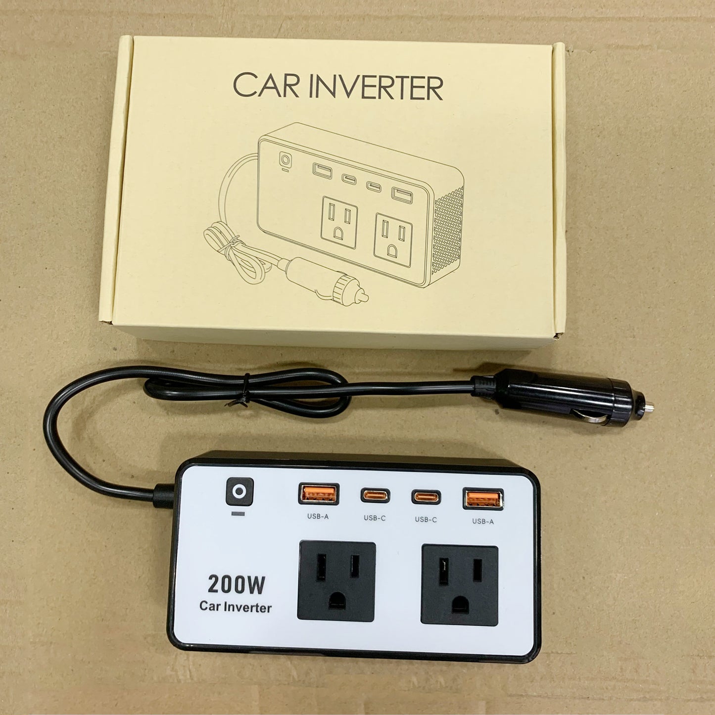 200W Car Inverter DC12V To AC110V Converter QC PD Fast Charge American Standard Socket