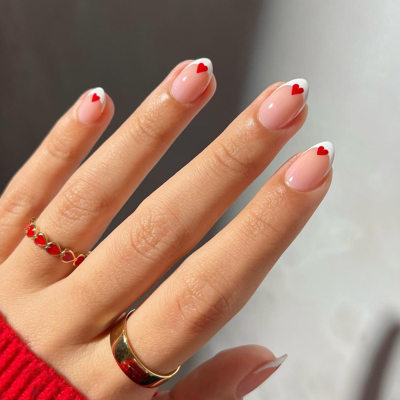 Simple White Wear Nail Tip Red Love