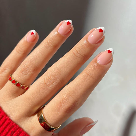 Simple White Wear Nail Tip Red Love