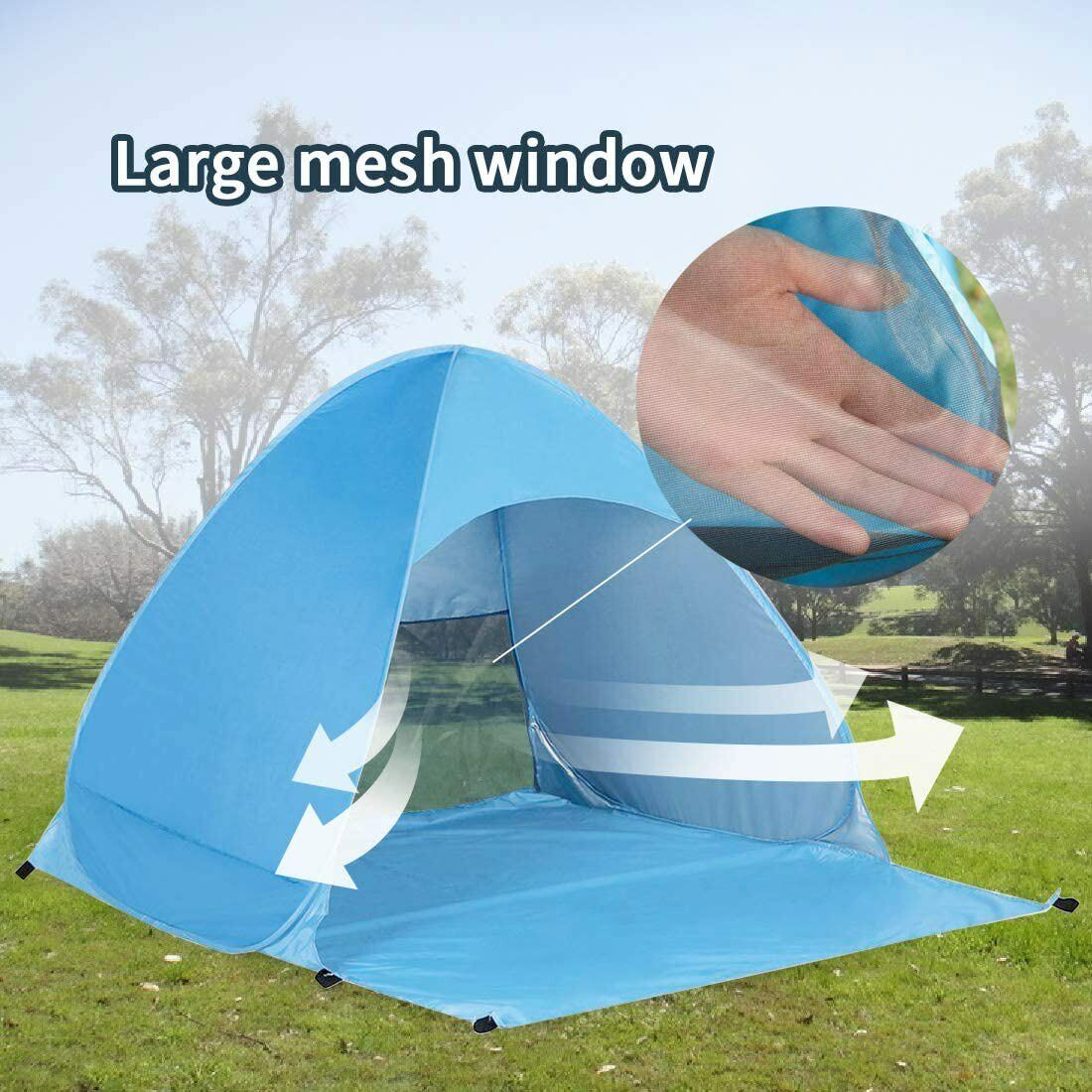 Beach Tent For 1-3 Person Rated UPF For UV Sun Protection Waterproof