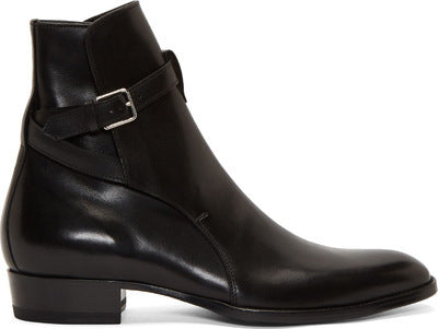 Pointed-toe Authentic Leather British Buckle Martin Boots Men's Fashion