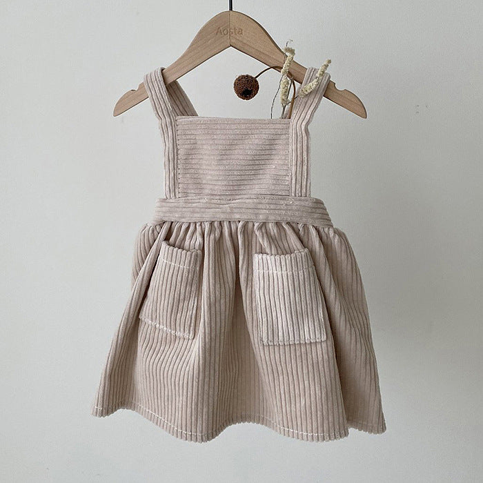 Corduroy Dress Baby Girl Mori Artistic Vest Dress