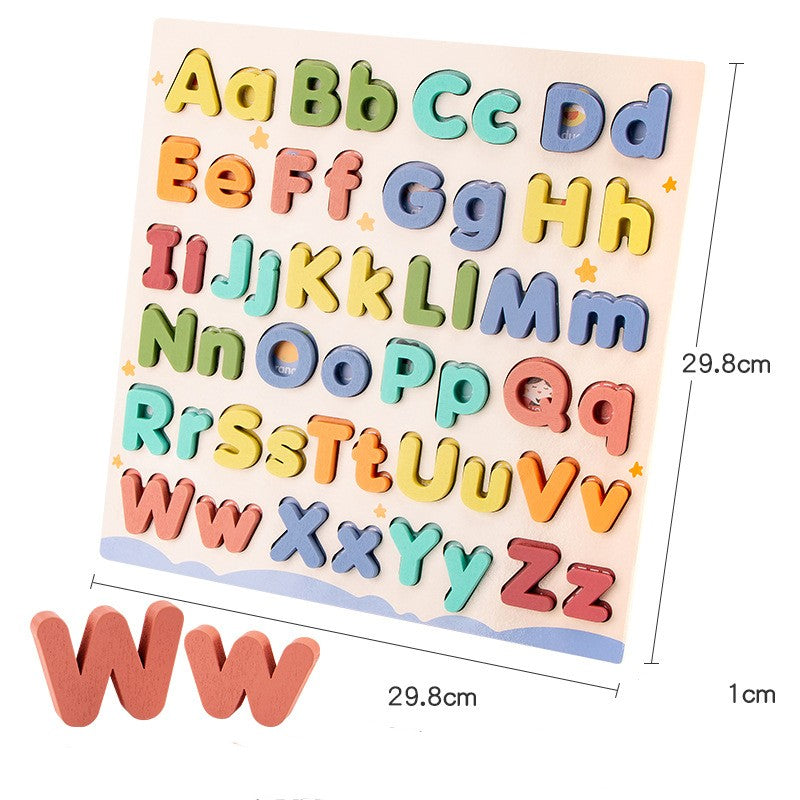 Children's Early Education Wooden Letter Puzzle Grab Board