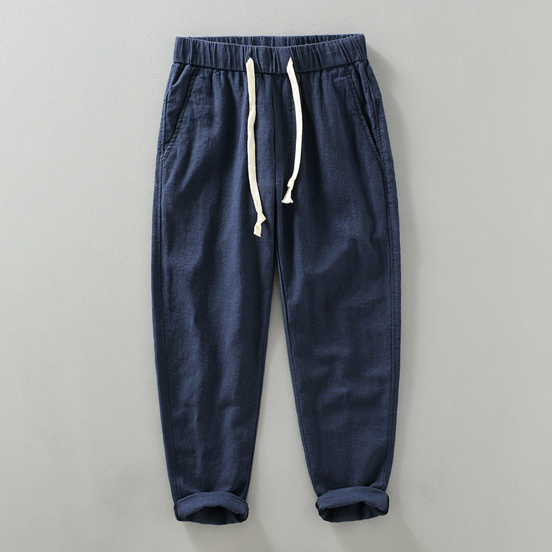Summer Men's Thin Breathable Cotton And Linen Casual Pants