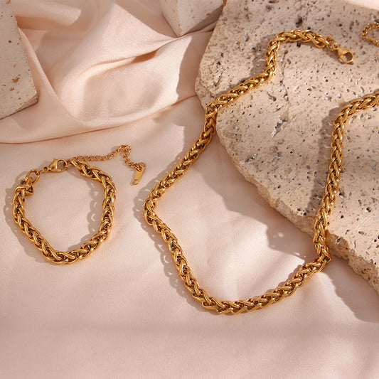 Women's Vintage Stainless Steel Gold-plated 6mm Bracelet