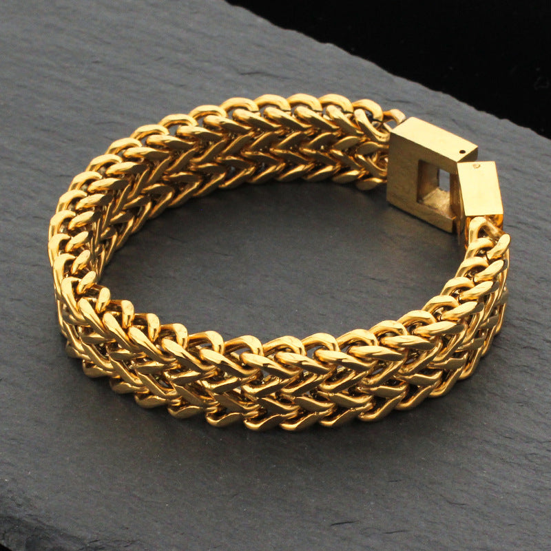 Stainless Steel Bracelet Retro Double Titanium Steel Cuban Link Chain