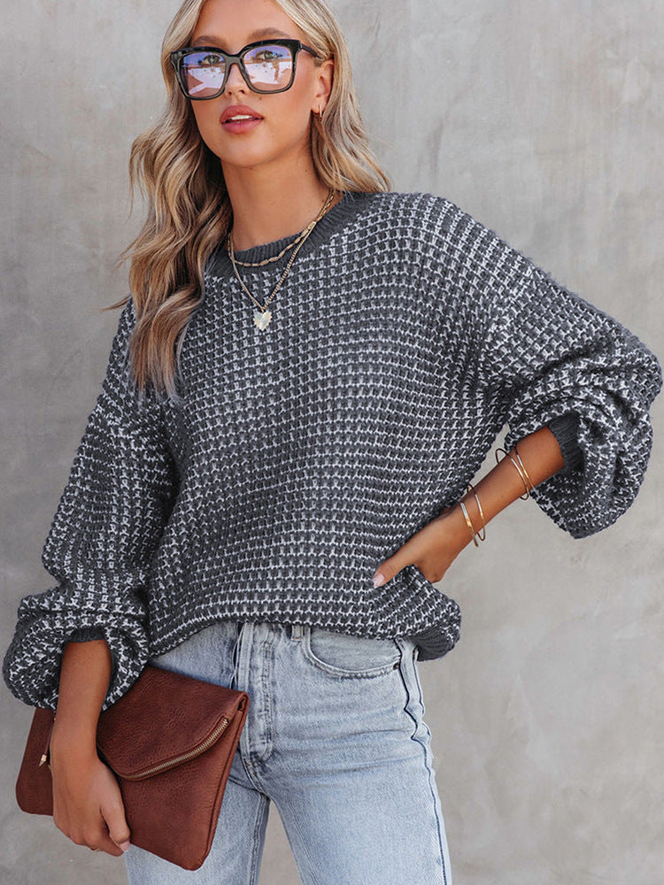 Women's Solid Color Round Neck Off-shoulder Sweater