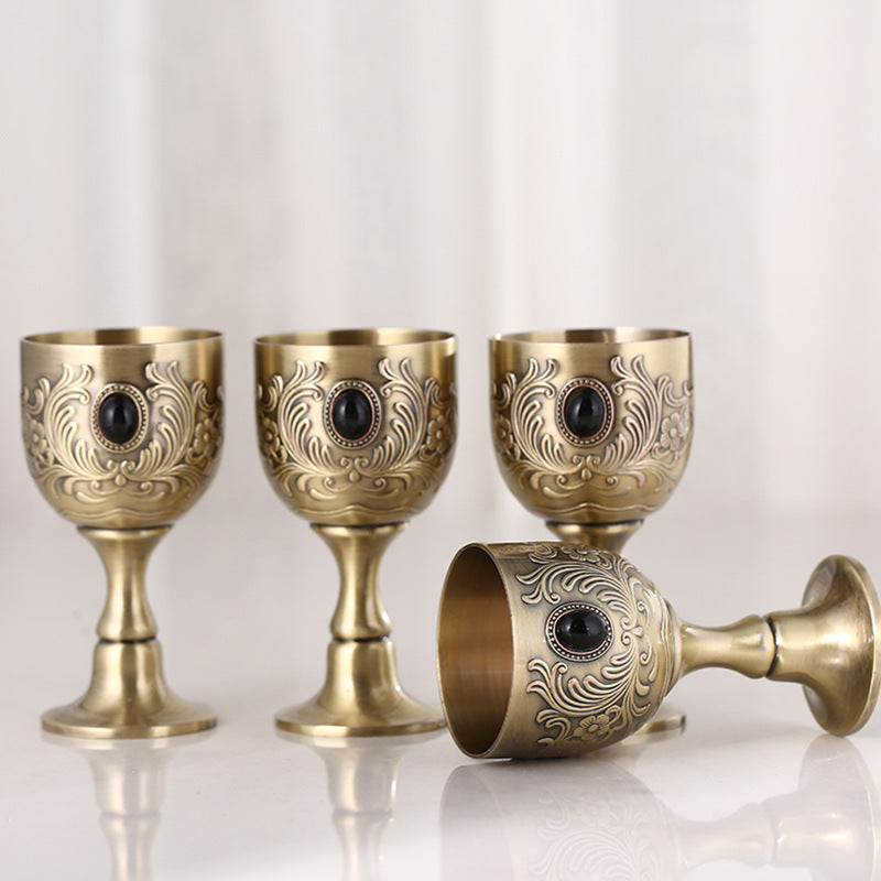 High-end Liquor Glass Creative Retro European Style Spirit Glass Wedding Personality Alloy Small Wine Glass