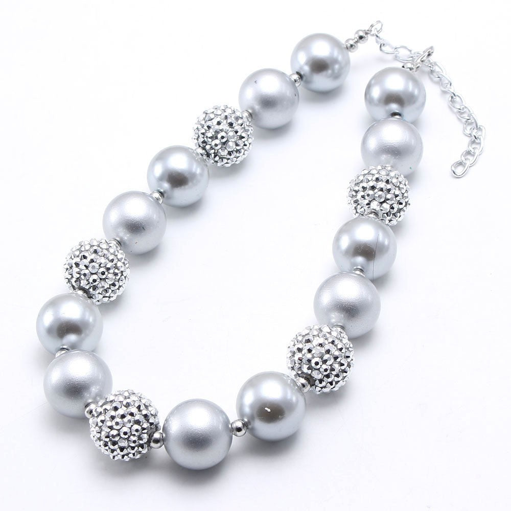 Pearl Rhinestone Ball Children's Necklace DIY