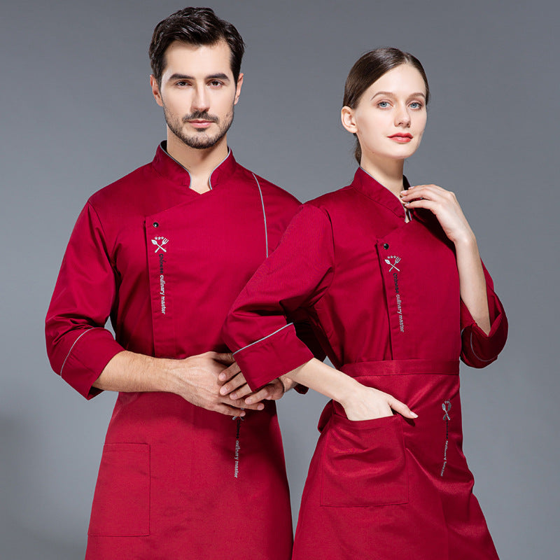 Creative Solid Color Printing Chefs' Work Clothes For Men