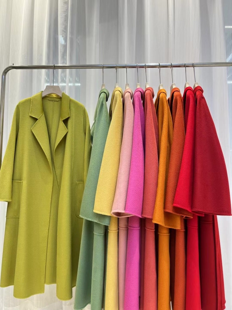 Water Ripple Cashmere Women's Long Reversible Cashmere Coat
