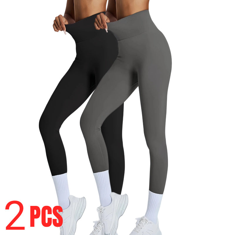 2 Pack Women's High Waisted Seamless Leggings - Butt Lifting & Tummy Control Yoga Pants, Non-See Through Workout Leggings With Soft Compression, Solid Color Activewear