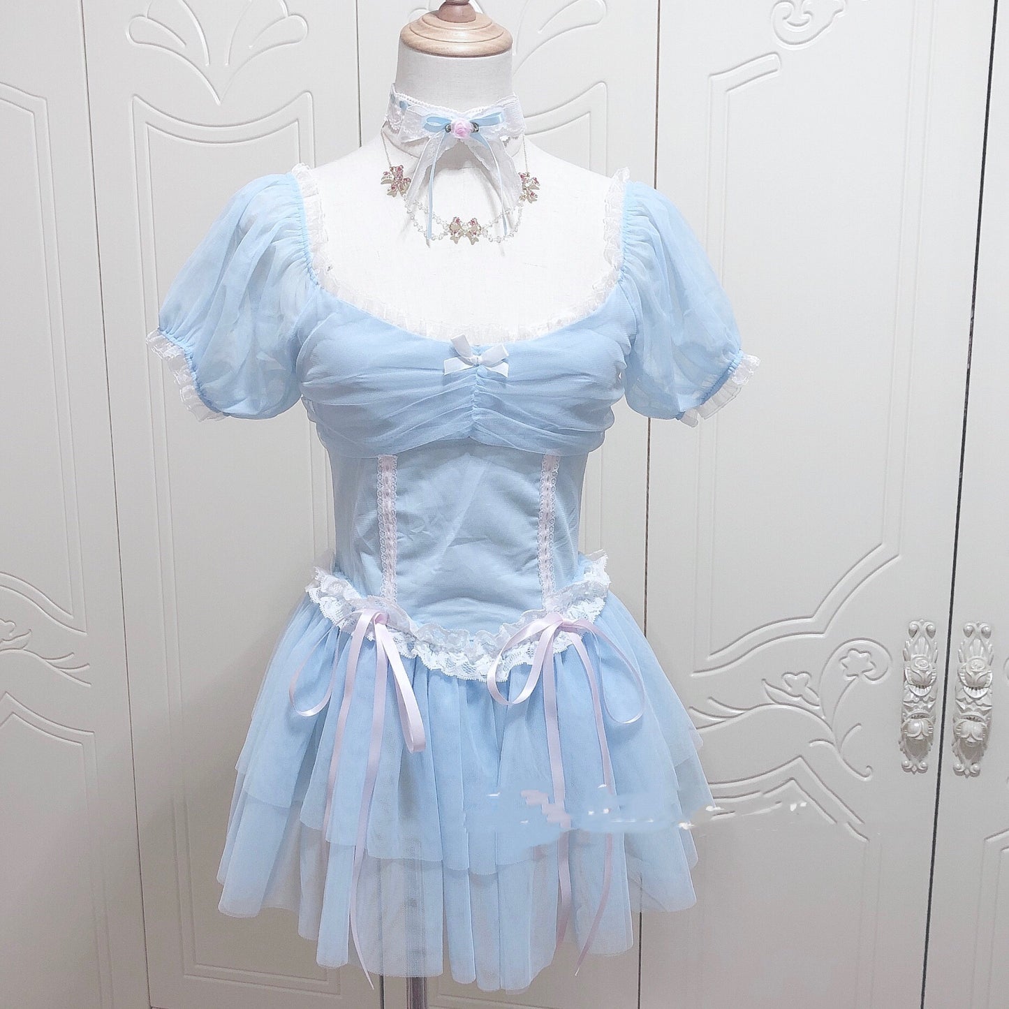 Short Dress With Waisted Puff Skirt