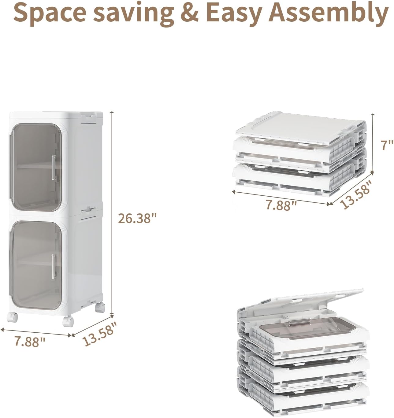 2 Tiers Slim Narrow Storage Cabinet Drawer Bathroom Bedroom Organizer Gap Shelf
