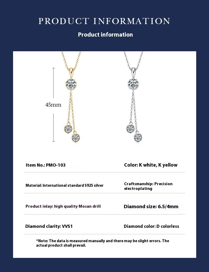 Niche Tassel Moissanite Pendant 925 Sterling Silver
