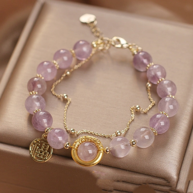 Natural Amethyst Bracelet Female Bracelet Chinese Fu Character