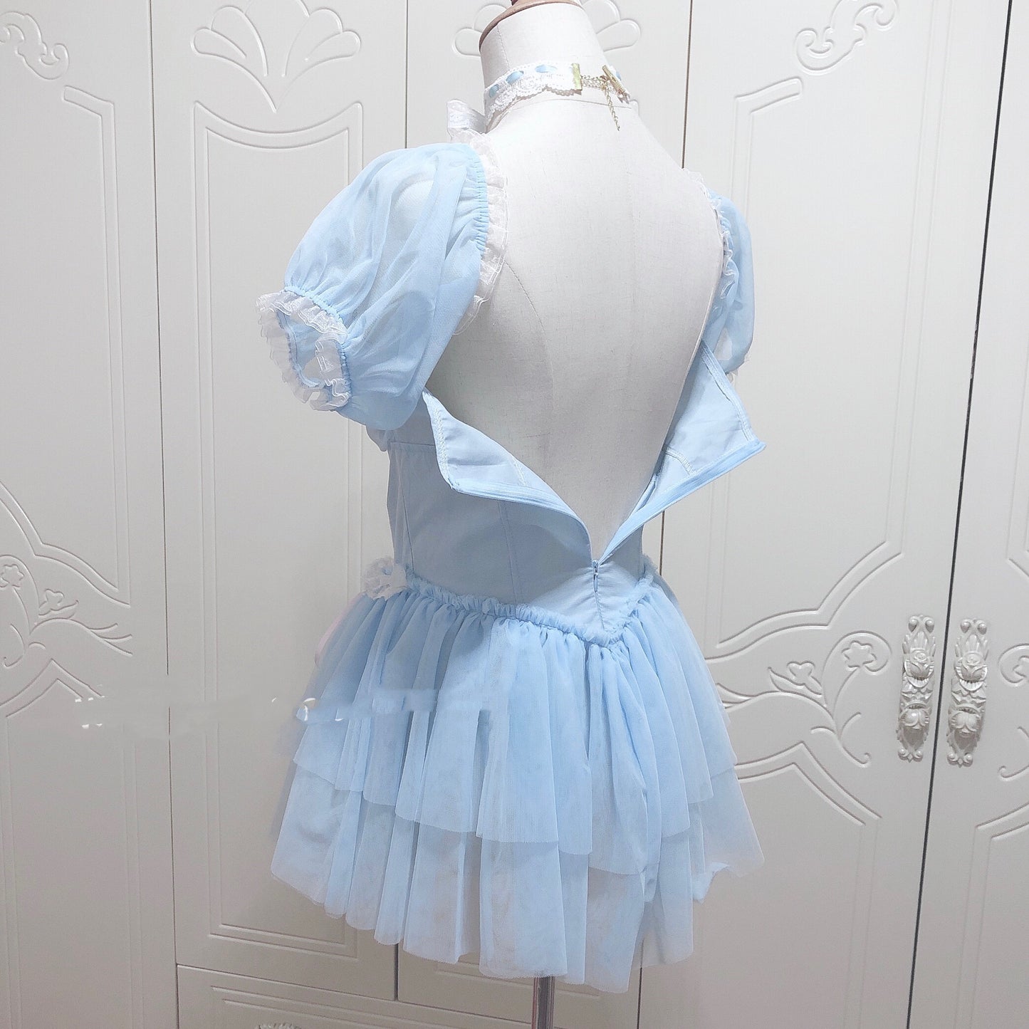 Short Dress With Waisted Puff Skirt
