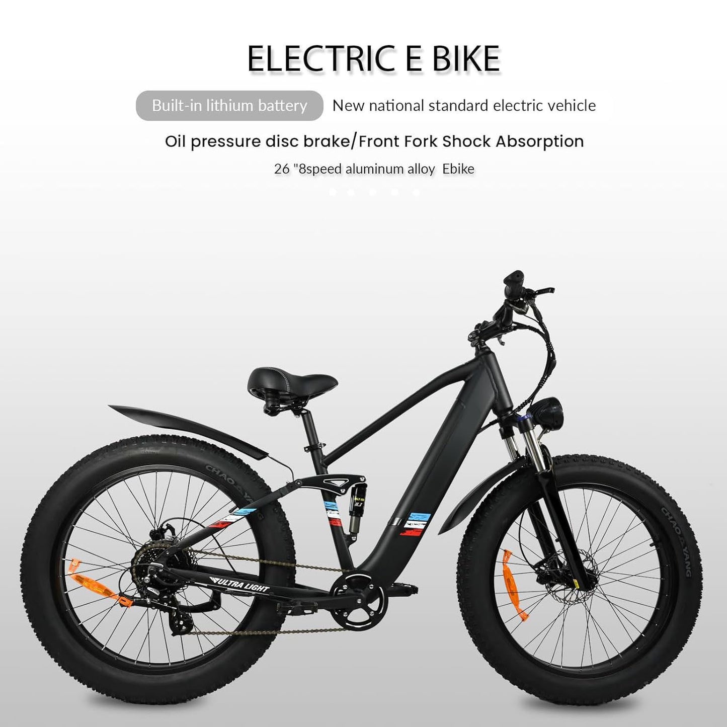 500W Motor Electric Bike For Adults - 25MPH Speed Removable Battery 48V 12AH, 26 Inches Fat-Tire Electric Bicycle